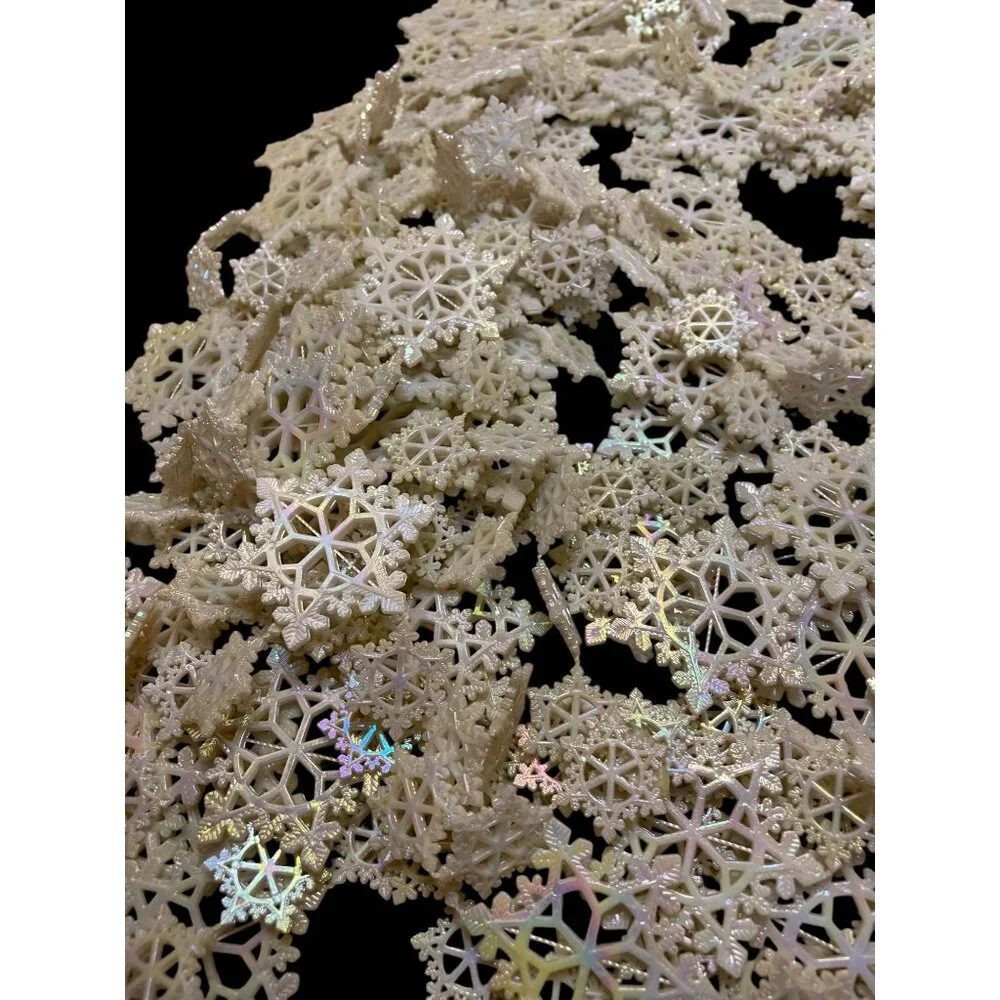 Lot Of Vintage Iridescent White Plastic Snowflake Ornaments For Crafts Or Decora